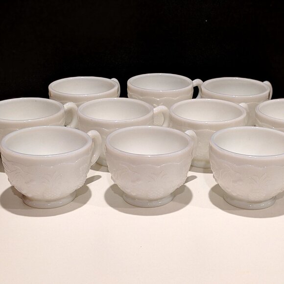 Westmoreland “Clustered Fruits” Milk Glass Punch Cups - Set of 10 - Picture 1 of 5